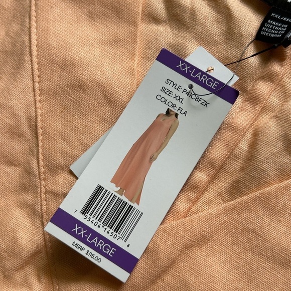 DKNY XXL Linen Side Slit V Neck Sleeveless Maxi Dress - Picture 10 of 12